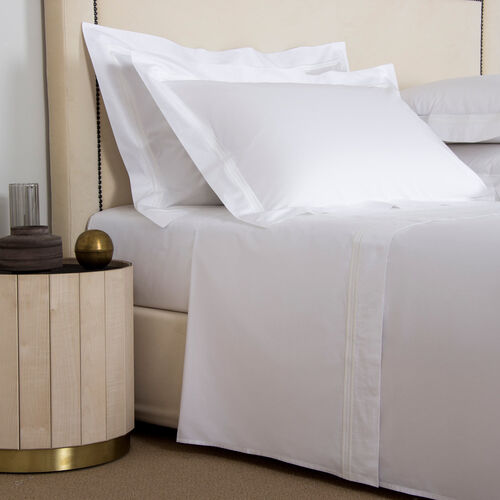 Completo lenzuola 100% cotone letto Matrimoniale per Alberghi B&B - bianco  P446